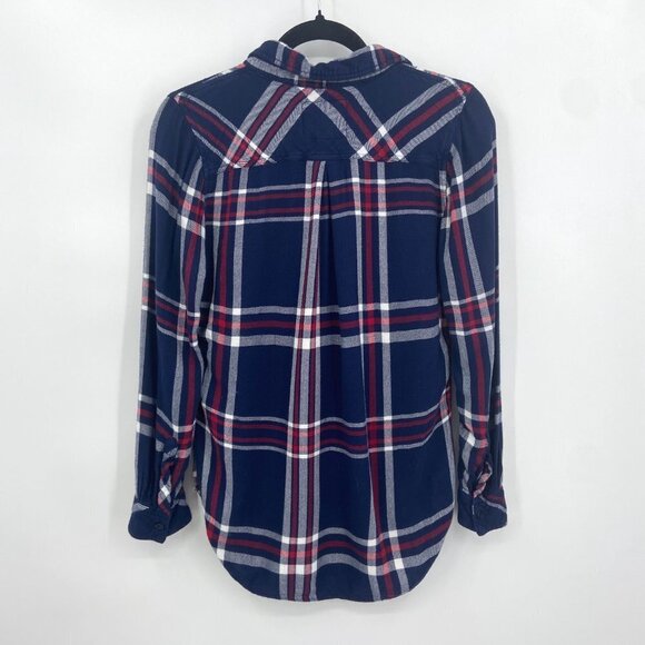 RAILS Blue Red Plaid Flannel Button Up Long Sleeve High Low Shirt Top Size Small - Picture 2 of 5